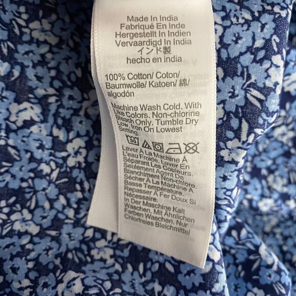 J. Crew Peasant Top Floral Printed Ruffle Trim‎ Small Blue Cotton NWT TP-2449 - Picture 8 of 9